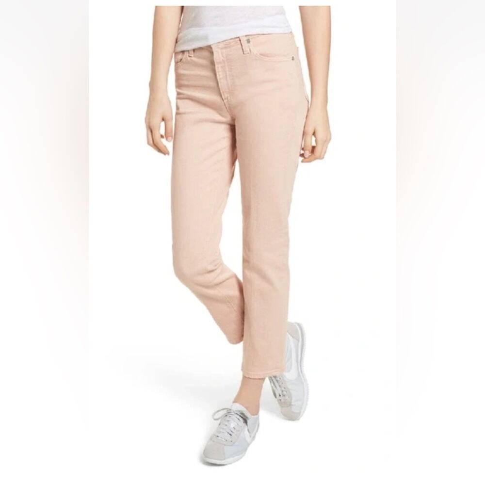 AG The Isabelle High-Rise Vintage Straight Leg Crop Light Orange Jeans Sz 27